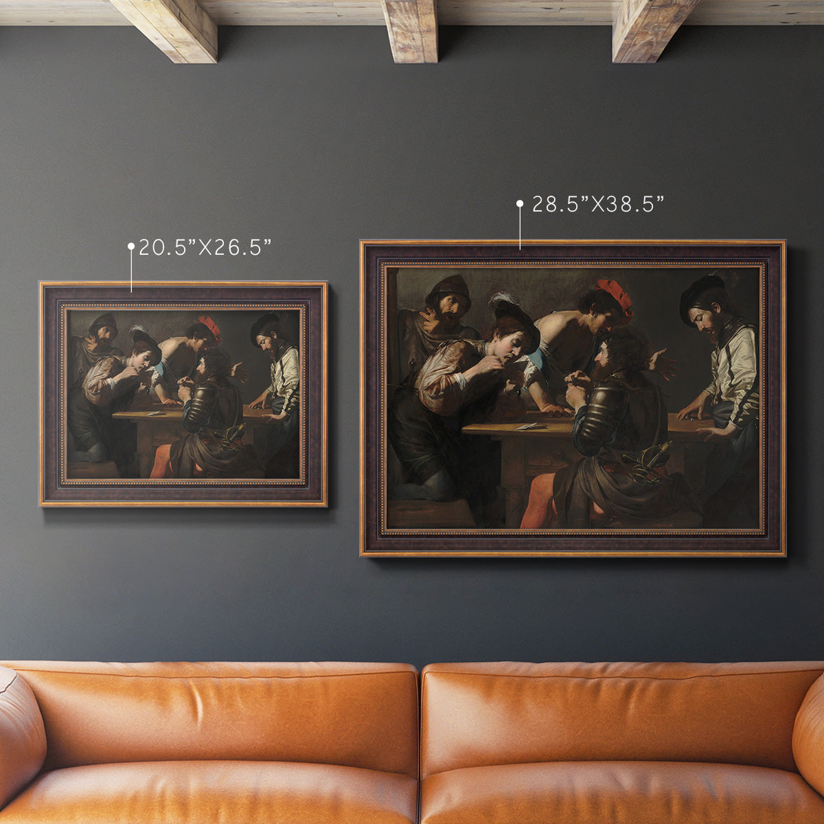 Soldiers Playing Cards and Dice (The Cheats) - Ornate Framed Canvas Print