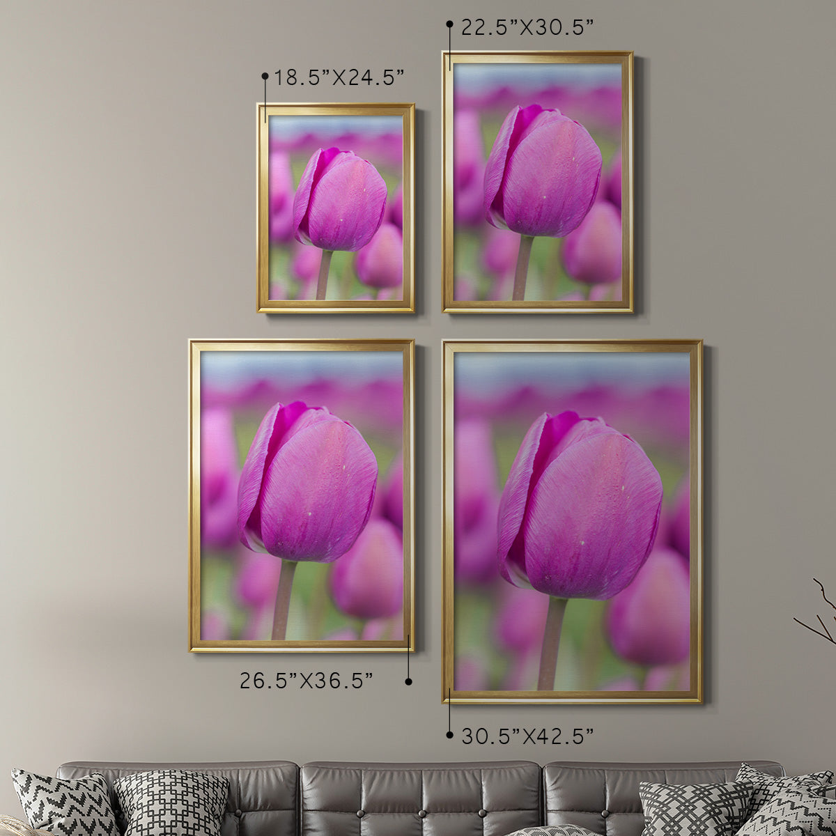 Magenta Stem - Modern Framed Canvas Print