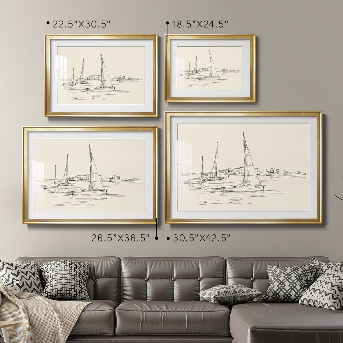 Coastal Contour Sketch I Premium Framed Print - Ready to Hang