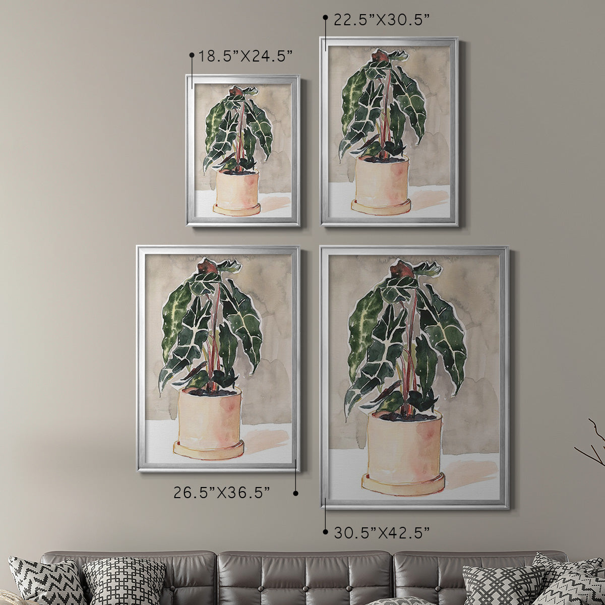 Potted Houseplant I - Modern Framed Canvas Print