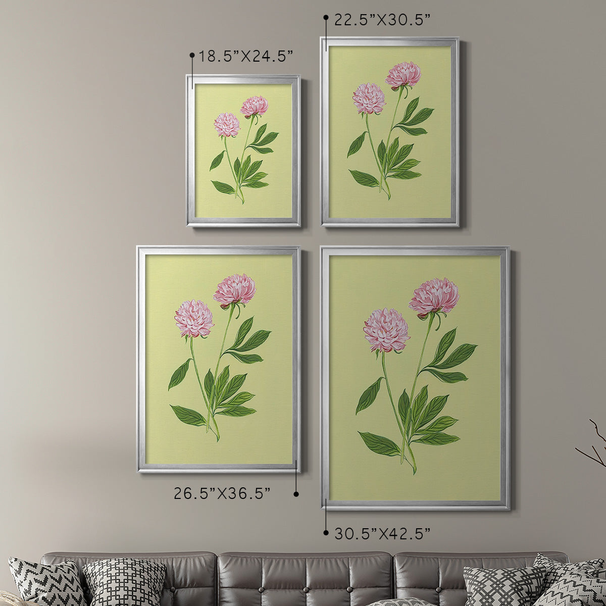 Peonies in Yellow II - Modern Framed Canvas Print