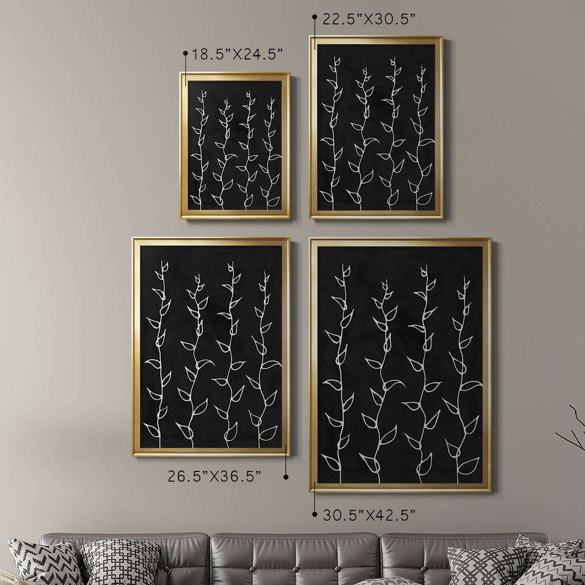 Ivory Vines I - Modern Framed Canvas Print