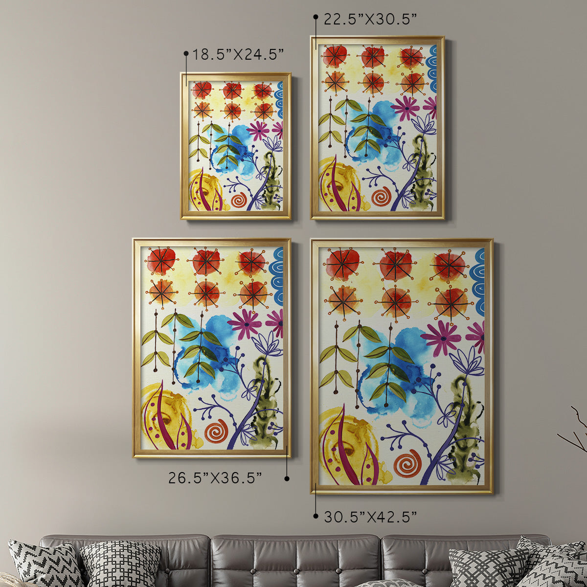 Flower Power II - Modern Framed Canvas Print