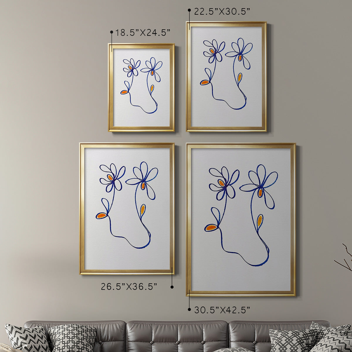 Wobbly Blooms IV - Modern Framed Canvas Print