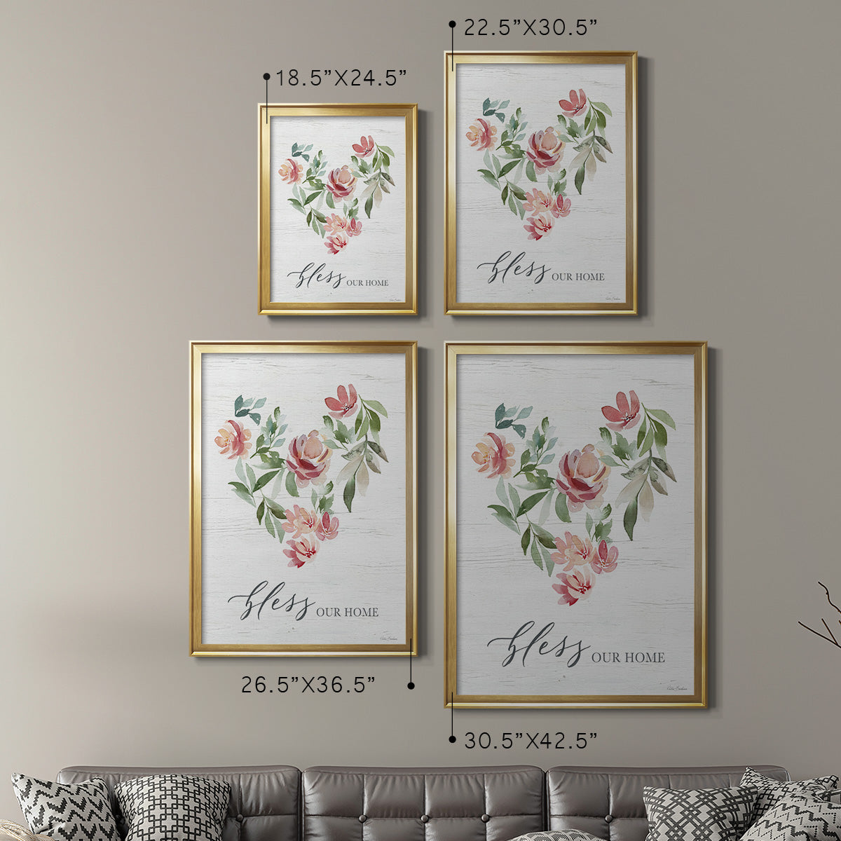 Paradise Floral Heart - Modern Framed Canvas Print