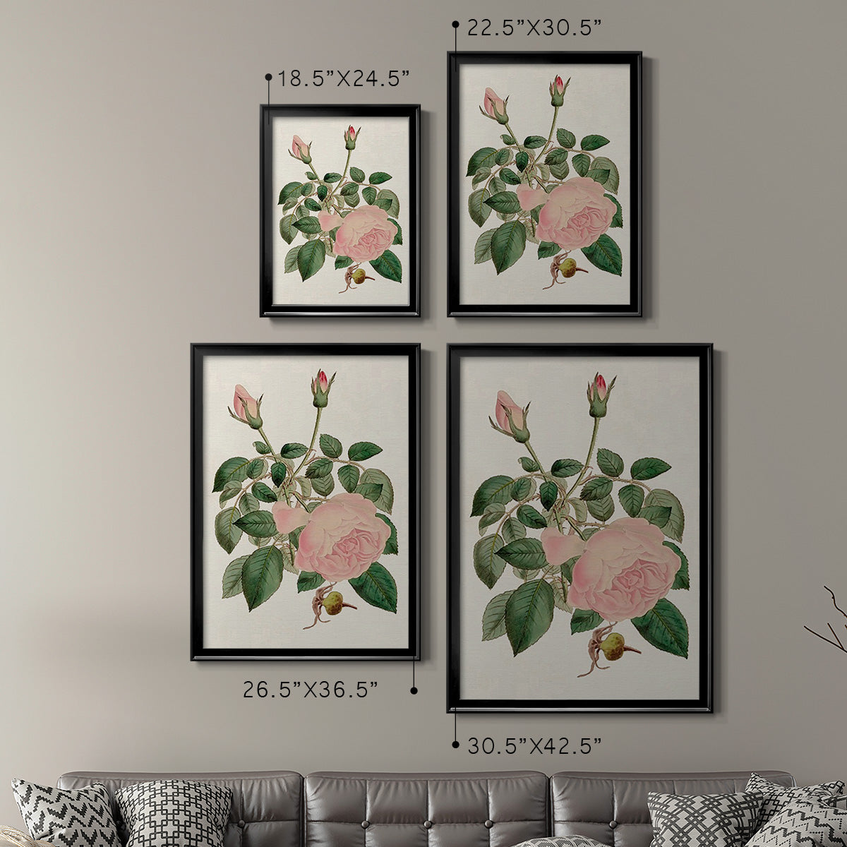 Pink Floral Mix II - Modern Framed Canvas Print