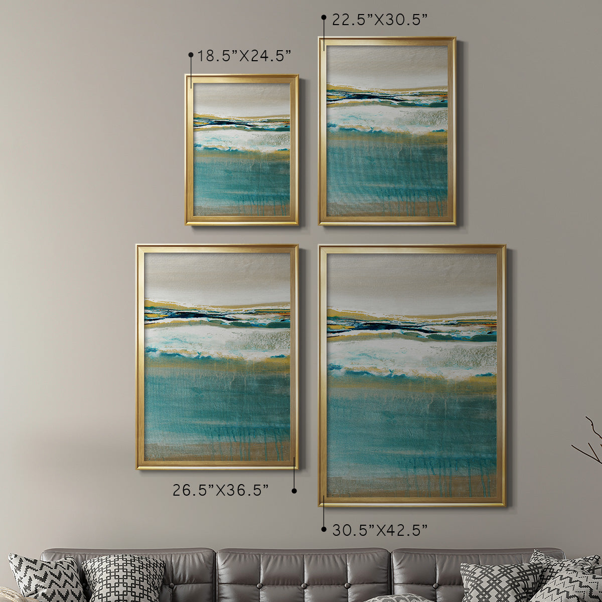 Aqua Quartz V2 - Modern Framed Canvas Print