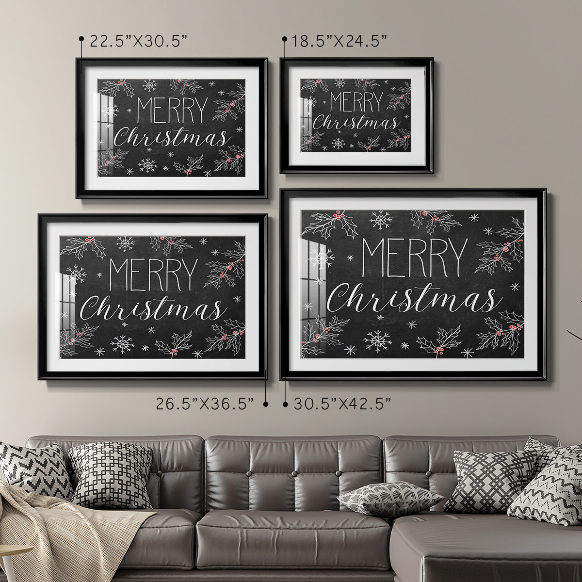 Merry Christmas Chalkboard Premium Framed Print - Ready to Hang