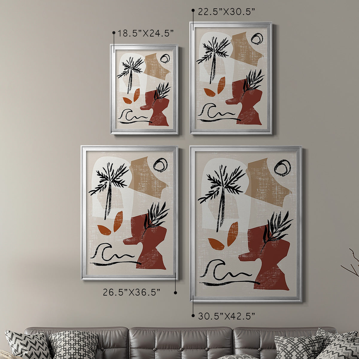 Soft Palms III - Modern Framed Canvas Print