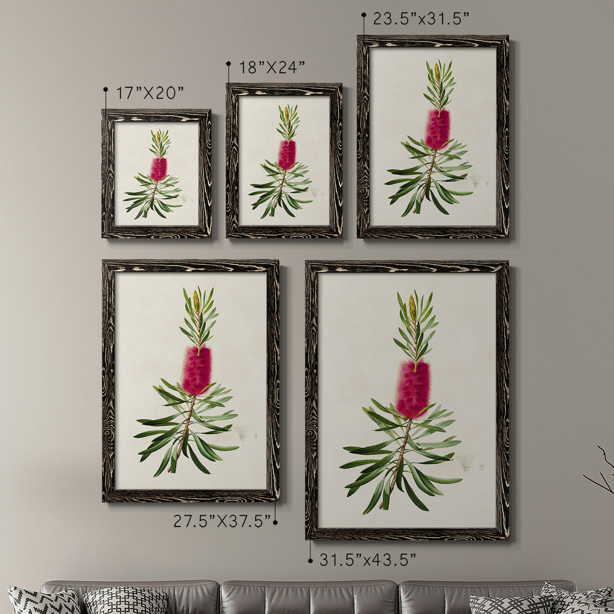 Pretty Pink Botanicals VII - Premium Framed Canvas 2 Piece Set - Ready to Hang