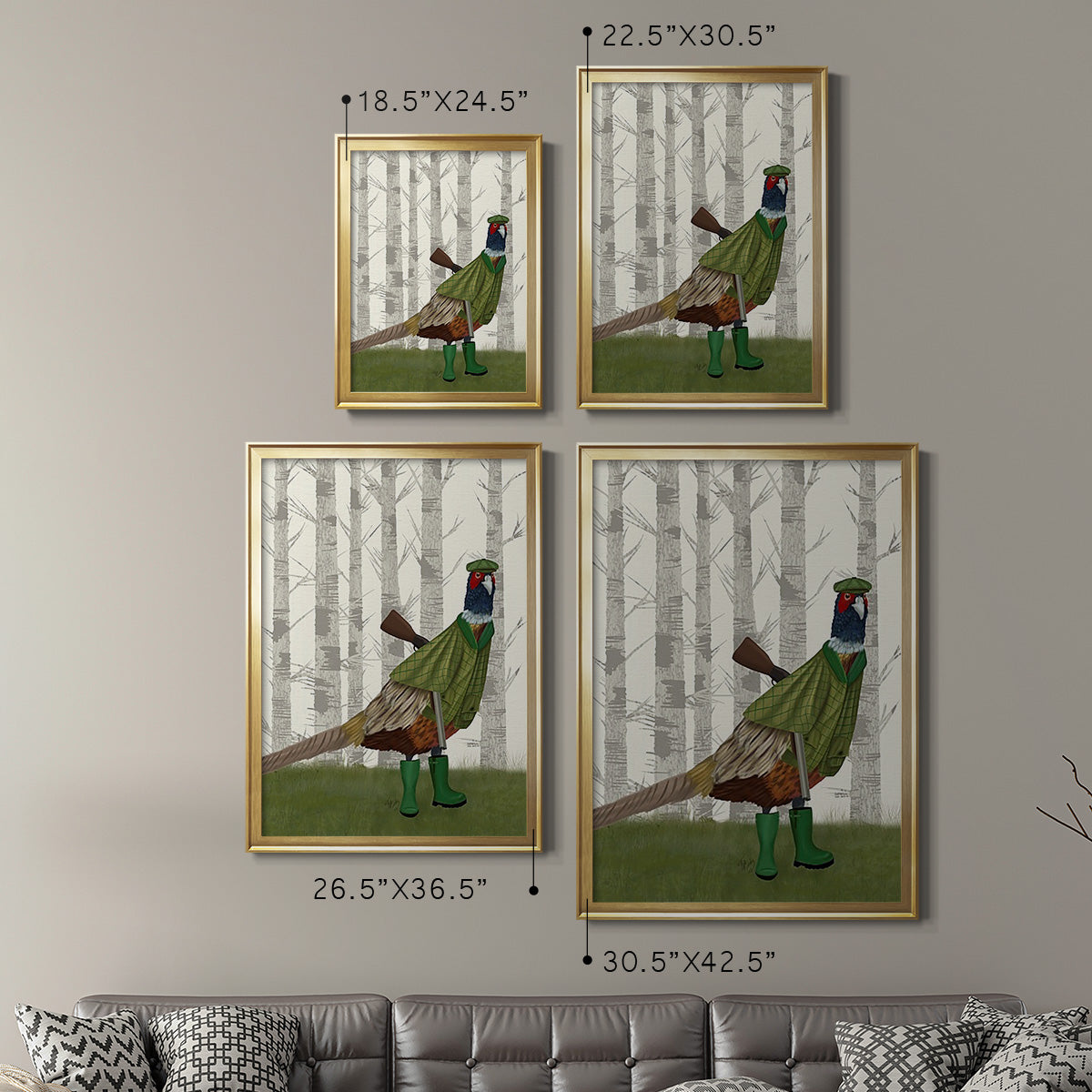 Pheasant Shooting Party 2 - Modern Framed Canvas Print