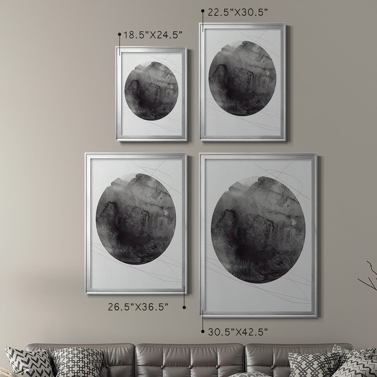Graphite Moon I - Modern Framed Canvas Print