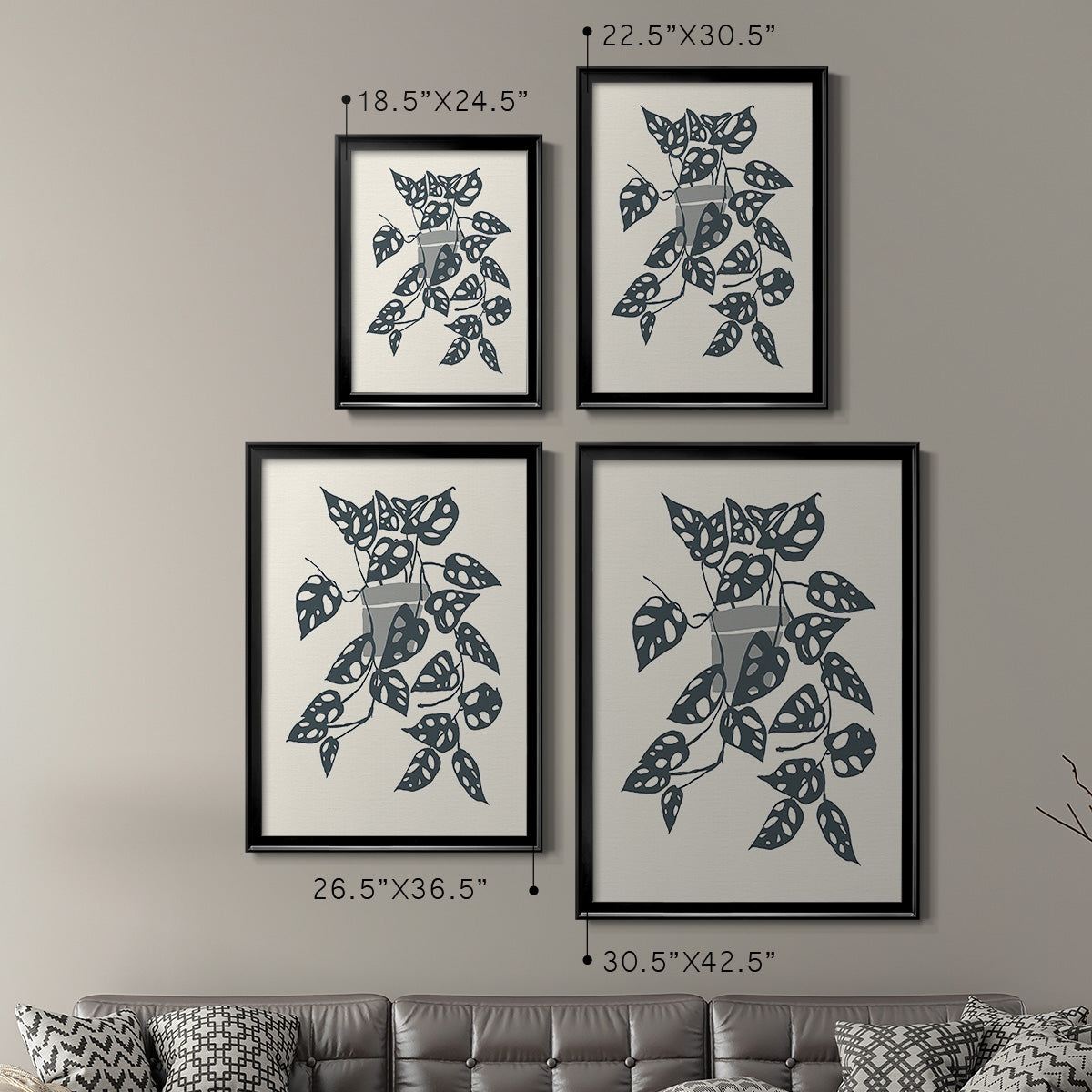 Growing Leaves II - Modern Framed Canvas Print