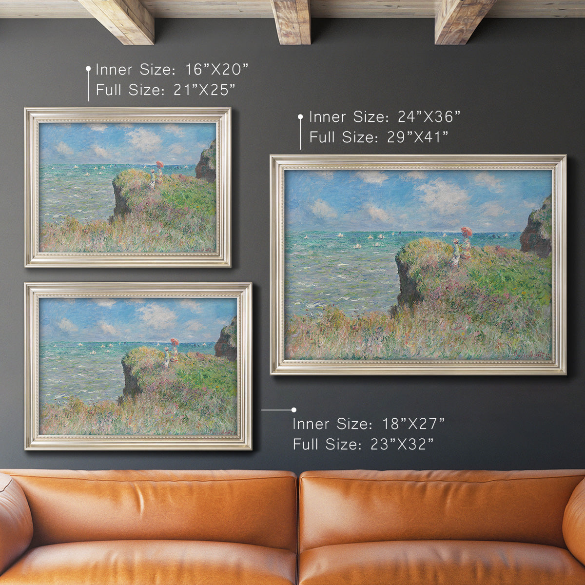 Cliff Walk At Pourville, 1882 - Ornate Framed Canvas Print