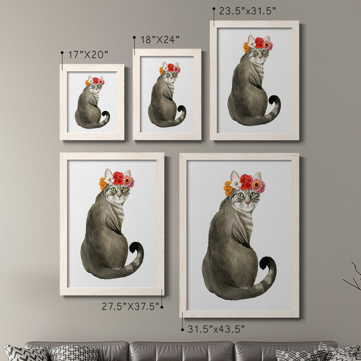 Flower Crown Cats I - Premium Framed Canvas 2 Piece Set - Ready to Hang