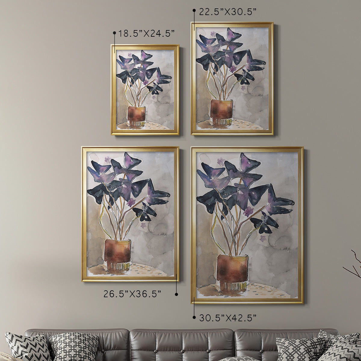 Oxalis in Vase I - Modern Framed Canvas Print