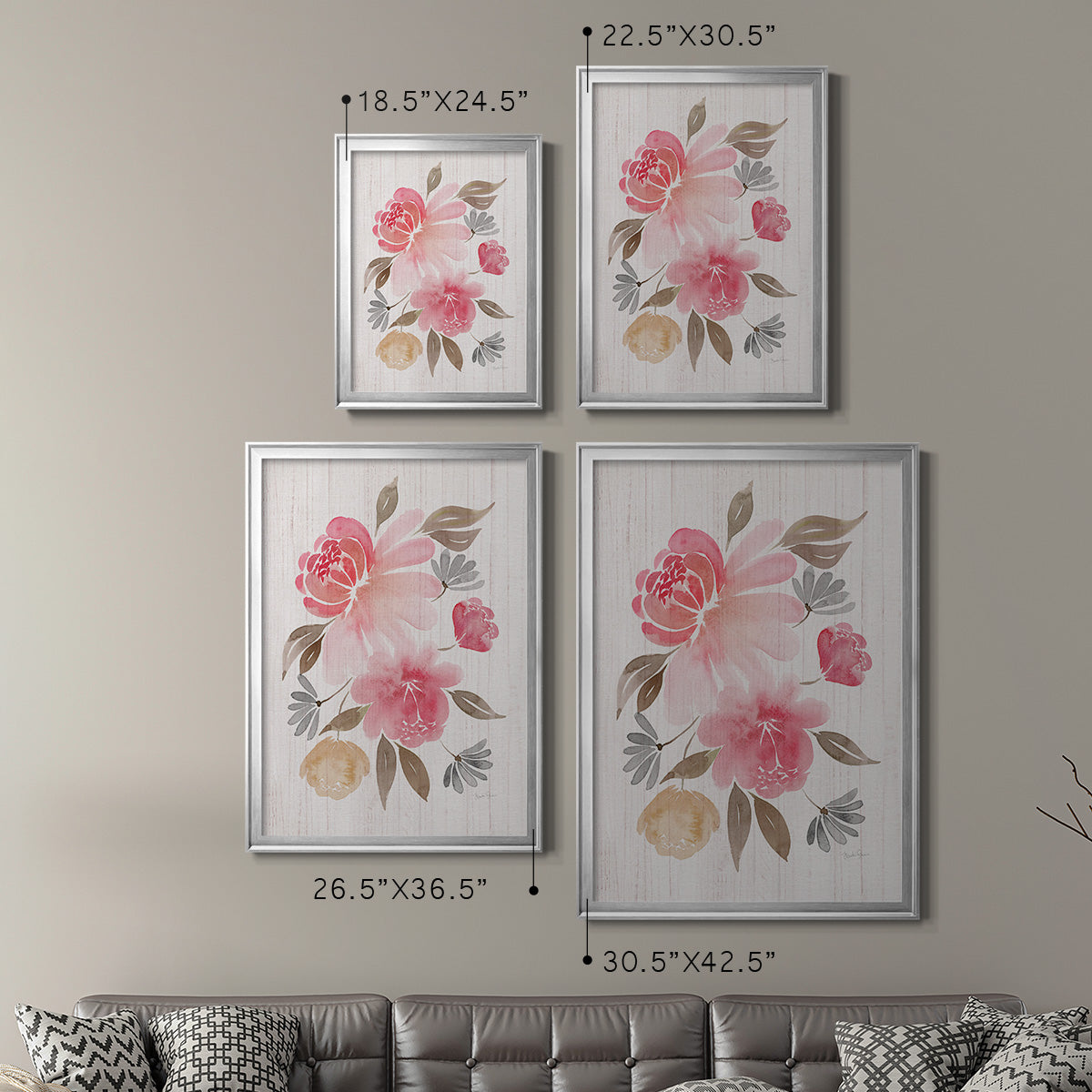 Loose Peonies II - Modern Framed Canvas Print