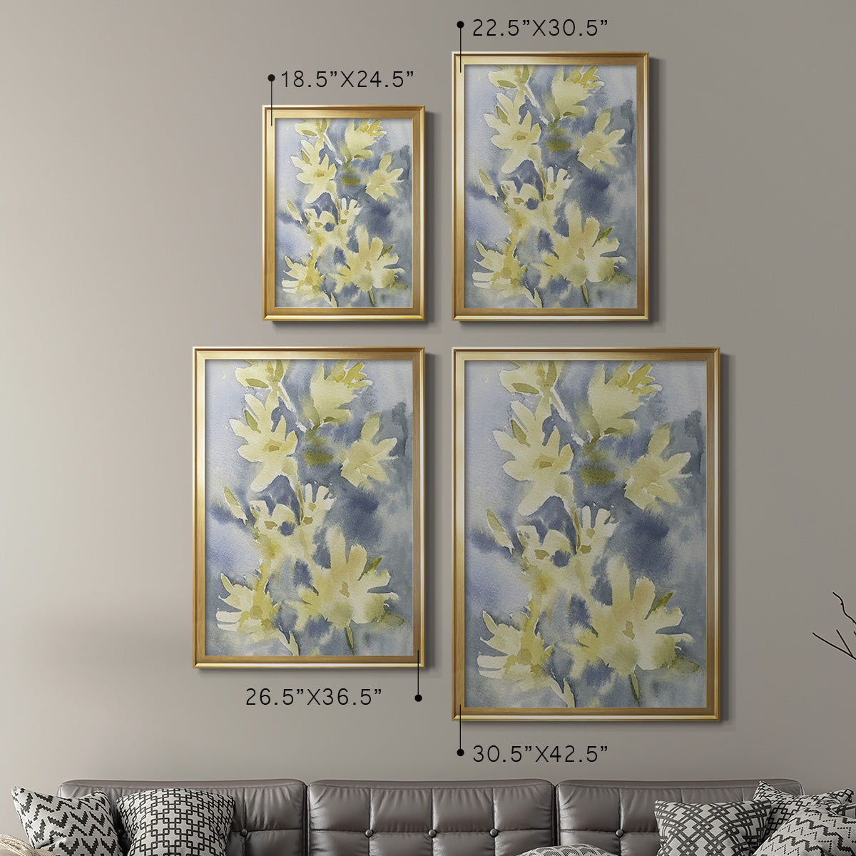 Forsythia Blooms I - Modern Framed Canvas Print