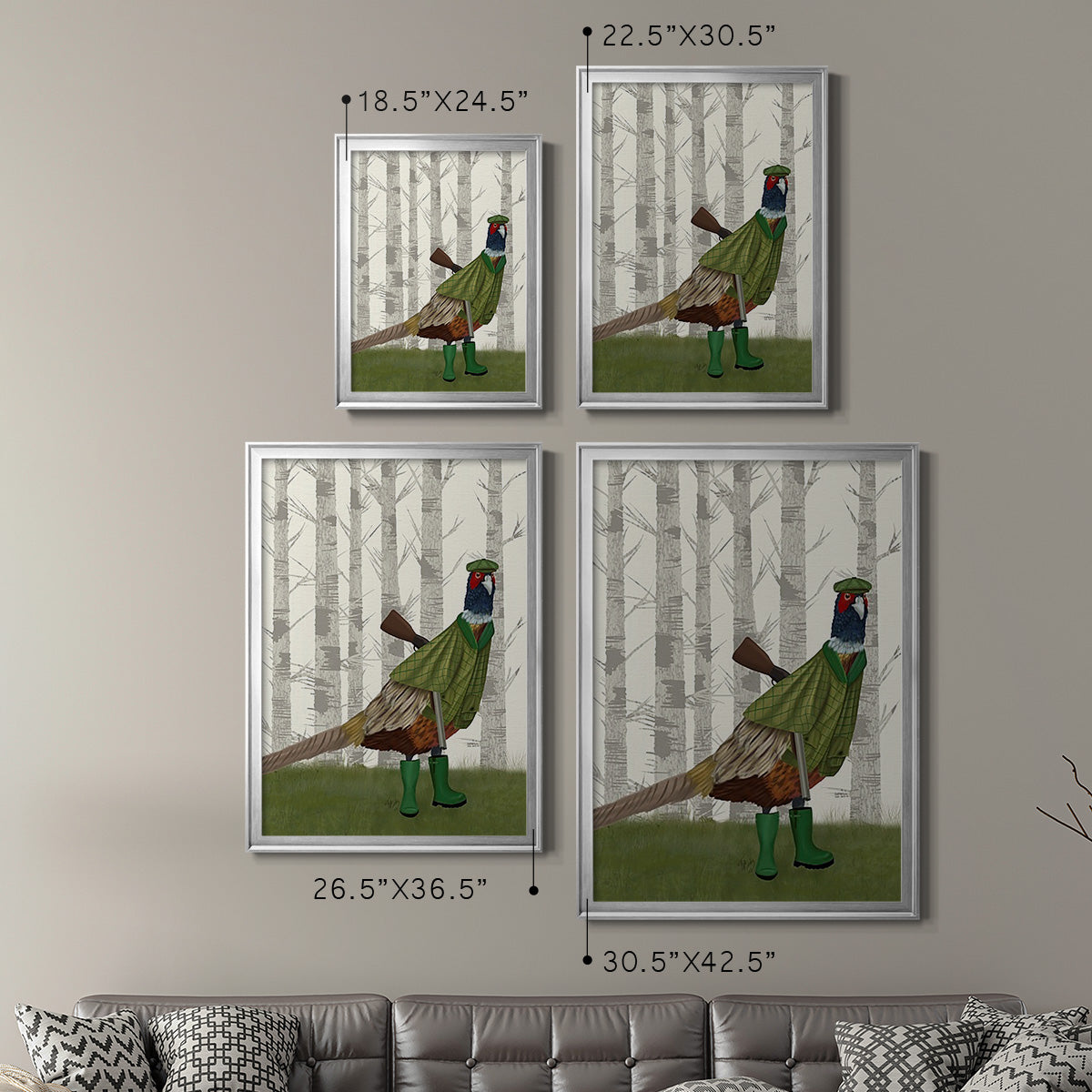 Pheasant Shooting Party 2 - Modern Framed Canvas Print