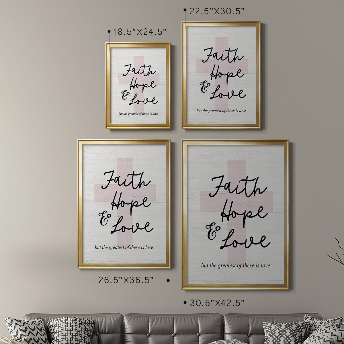 Faith Hope and Love Cross - Modern Framed Canvas Print