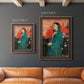 Impressionist portrait of a young woman with an ibis by Edgar Degas in an ornate bronzed mahogany wood frame shown in multiple vertical size options.