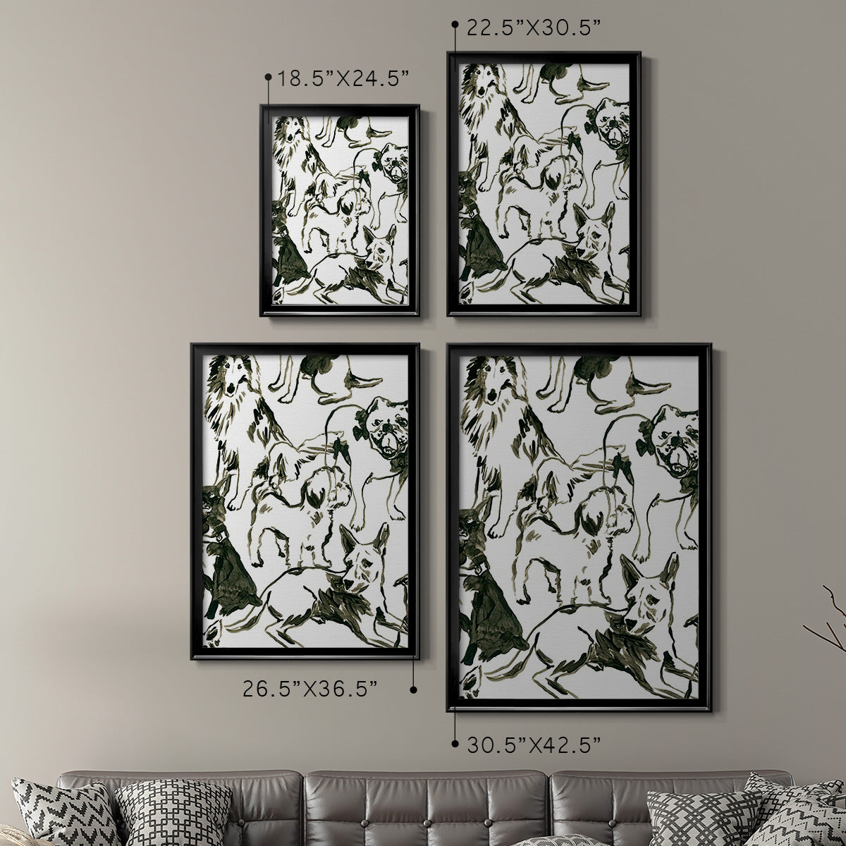 Canine Collage I - Modern Framed Canvas Print