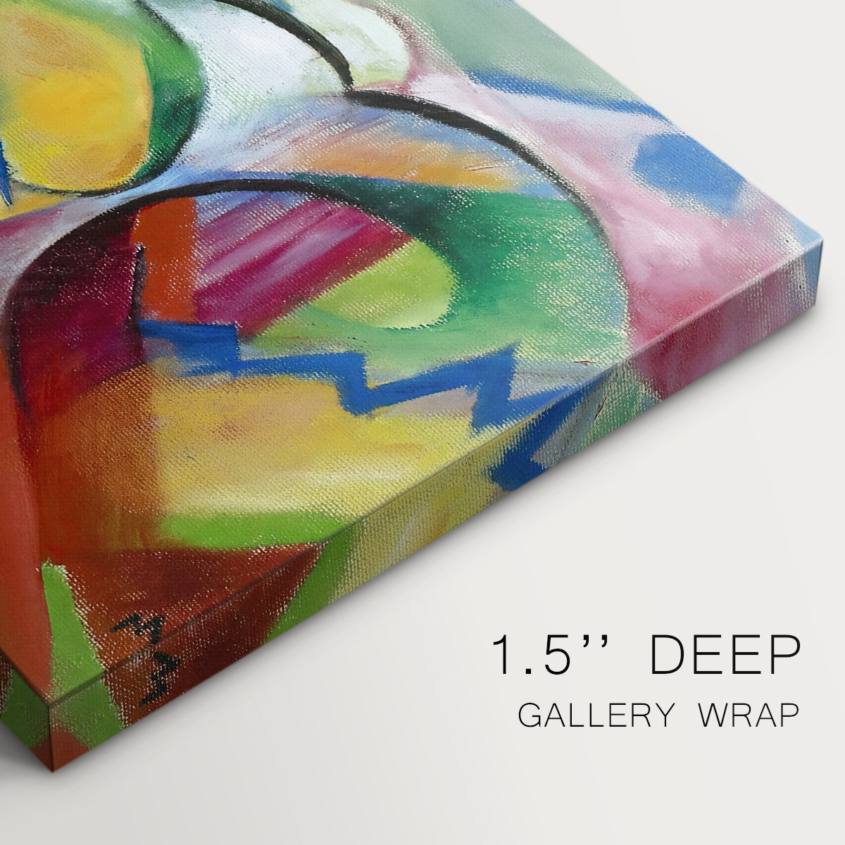 Canvas art print of abstracted sheep forms integrated into colorful geometric landscape, highlighting texture and gallery-wrapped edges