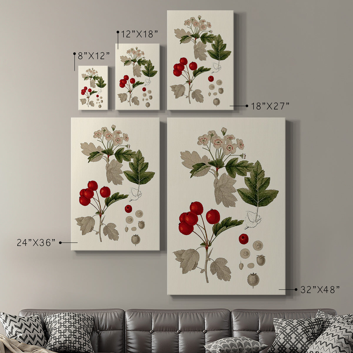 Leaves & Berries III - Canvas Art Print