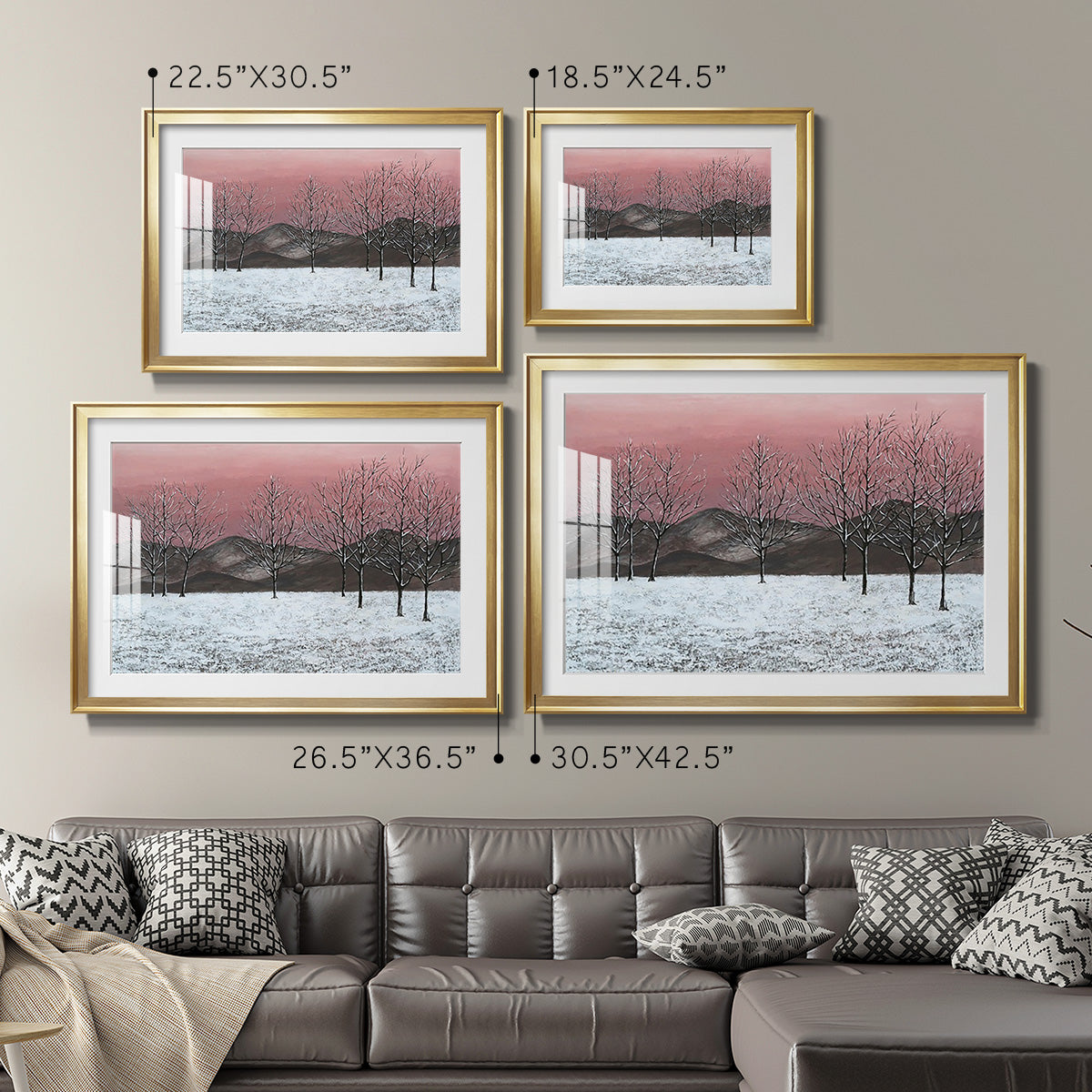 Sunset Snowfall II - Modern Framed Art Print