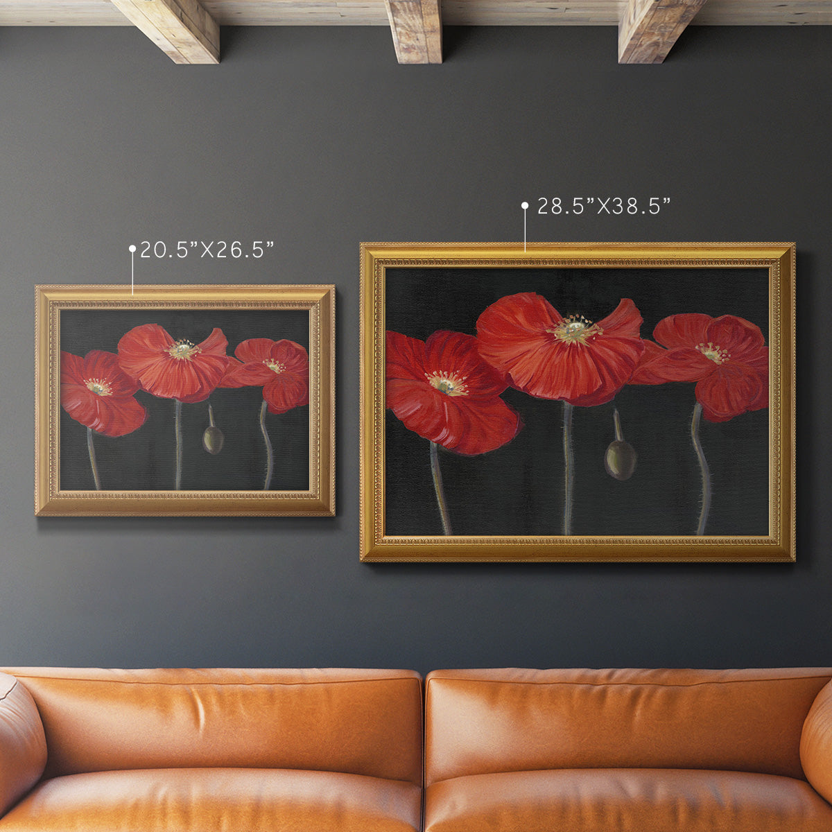 Poppy Trio I Premium Framed Canvas- Ready to Hang