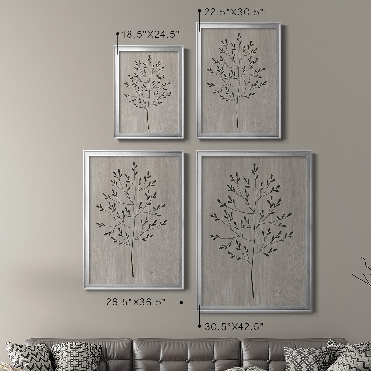 Leaves and Wood II - Modern Framed Canvas Print