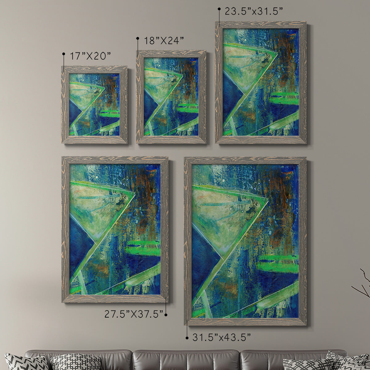 Geometric in Cool VII - Premium Framed Canvas 2 Piece Set - Ready to Hang