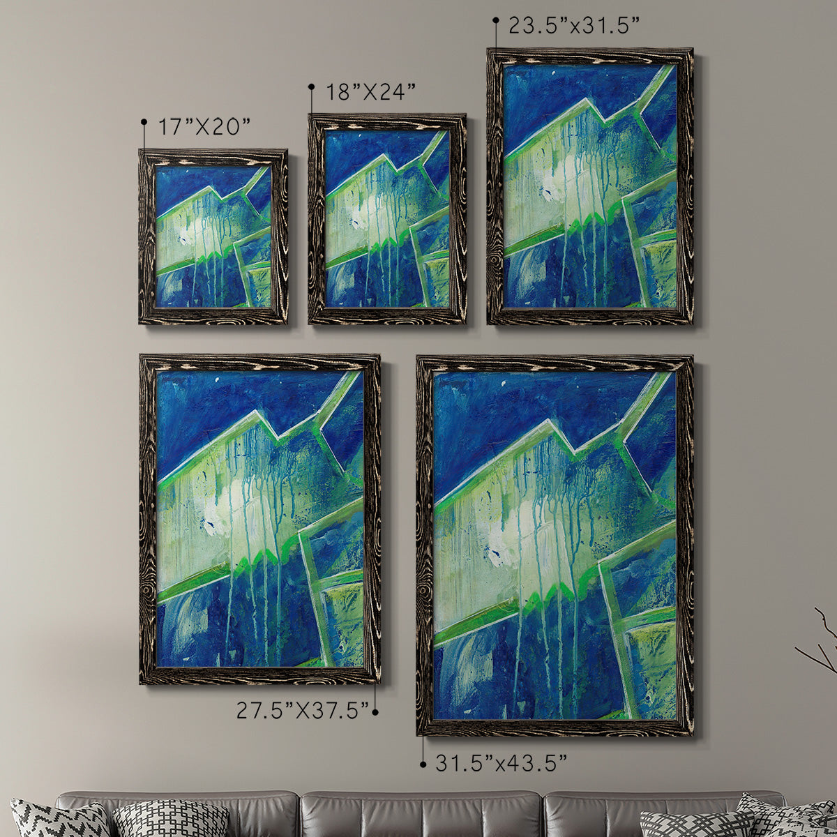 Geometric in Cool V - Premium Framed Canvas 2 Piece Set - Ready to Hang