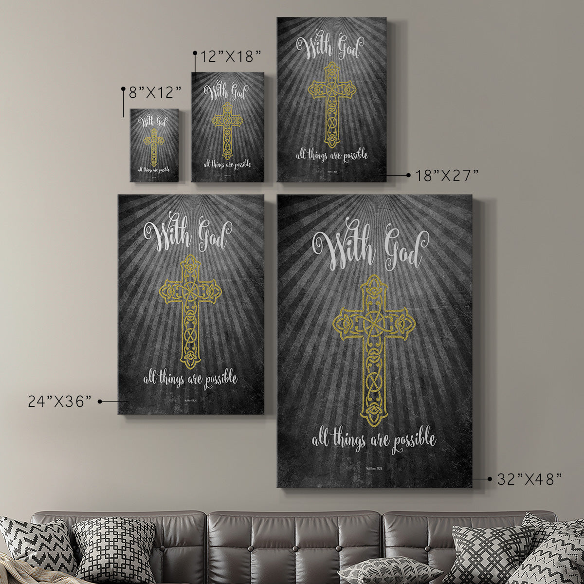 With God Gold Premium Gallery Wrapped Canvas - Ready to Hang