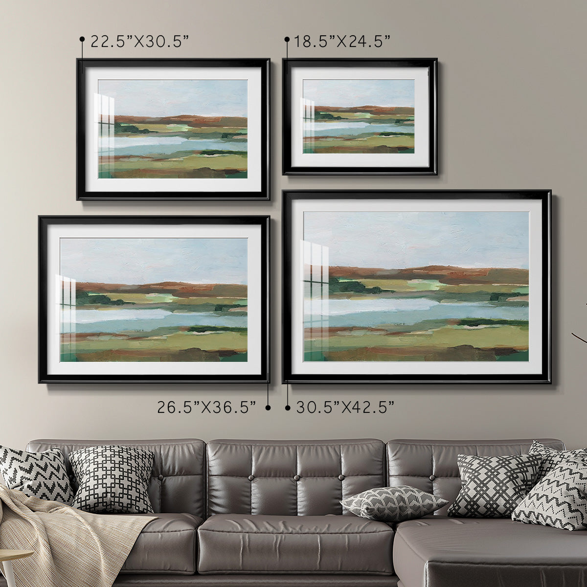 Autumn River Crossing II - Modern Framed Art Print
