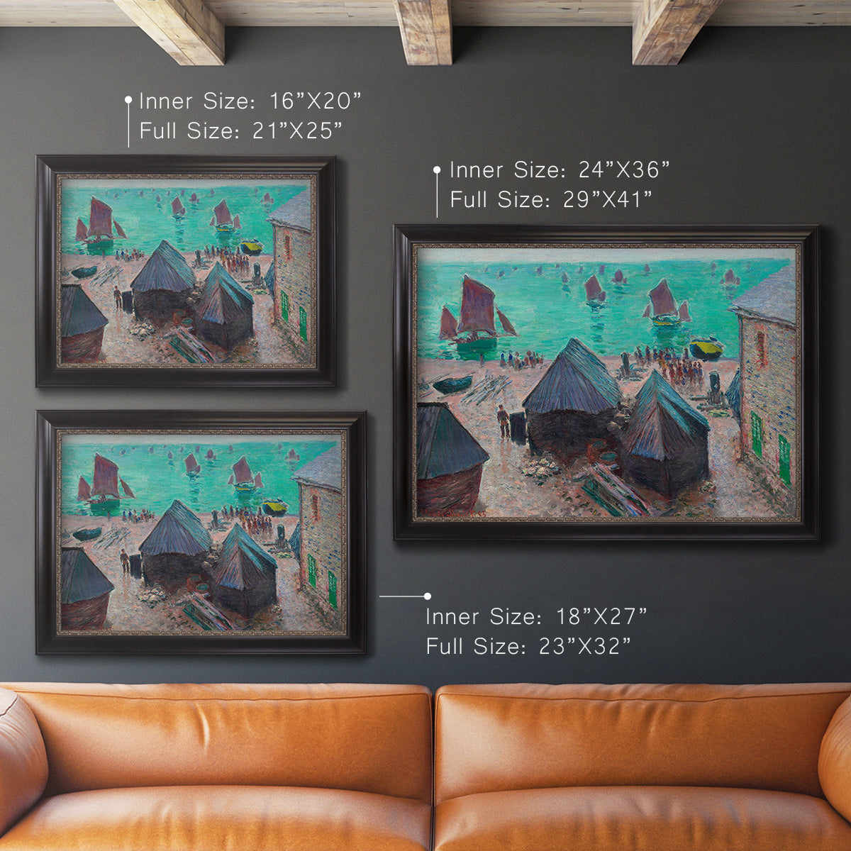 The Departure of the Boats Etretat - Ornate Framed Canvas Print