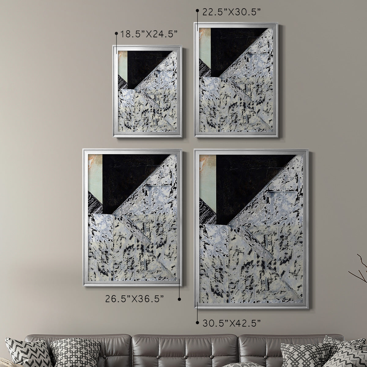 Tiles & Texture Abstract Angles II - Modern Framed Canvas Print