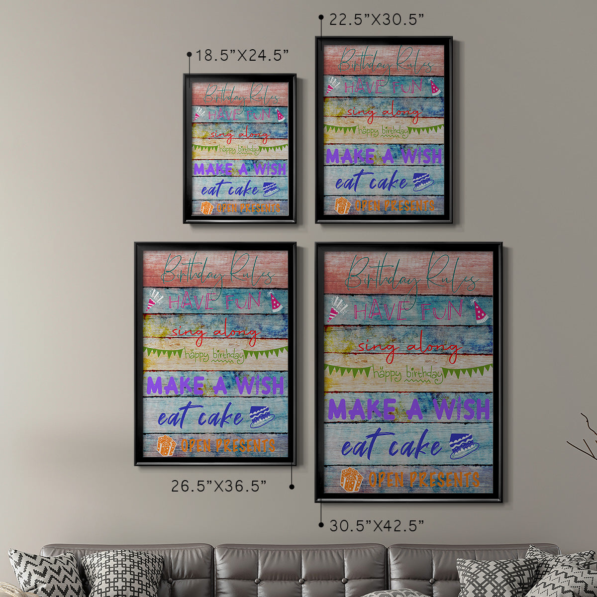Birthday Rules - Modern Framed Canvas Print