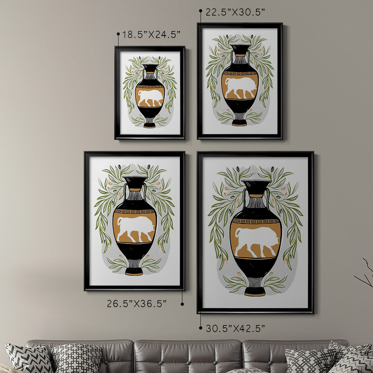 Greek Vases IV - Modern Framed Canvas Print