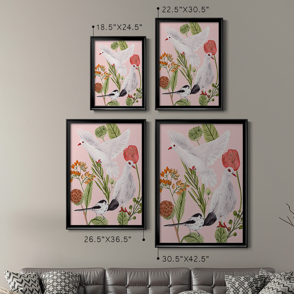 Birds in Motion I - Modern Framed Canvas Print