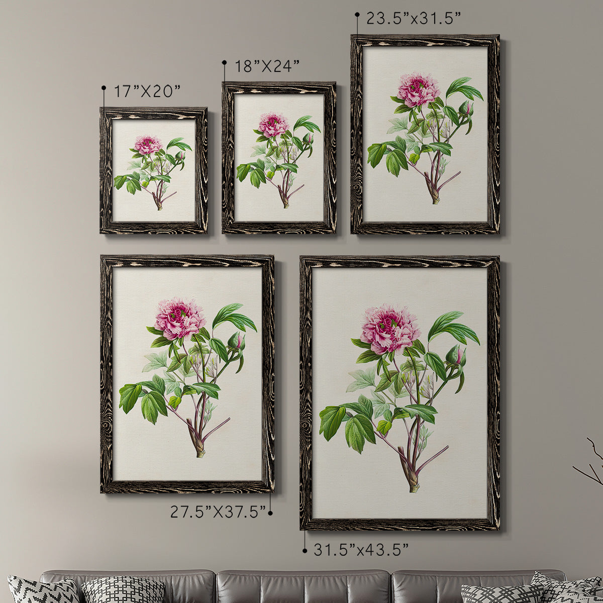 Pretty Pink Botanicals V - Premium Framed Canvas 2 Piece Set - Ready to Hang