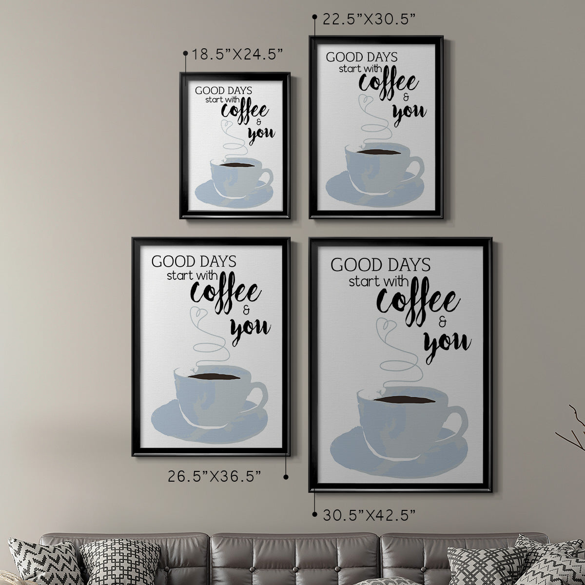 Start With Coffee & You - Modern Framed Canvas Print