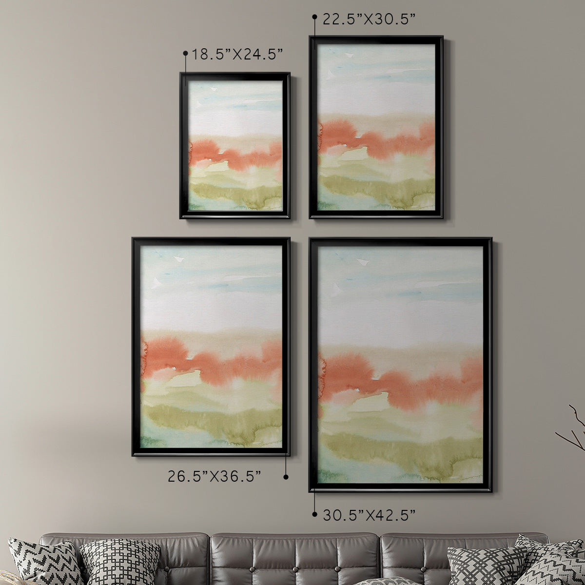 Blushing Sunrise I - Modern Framed Canvas Print