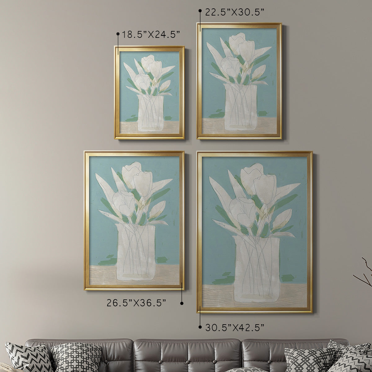 Muted Spring Arrangement II - Modern Framed Canvas Print