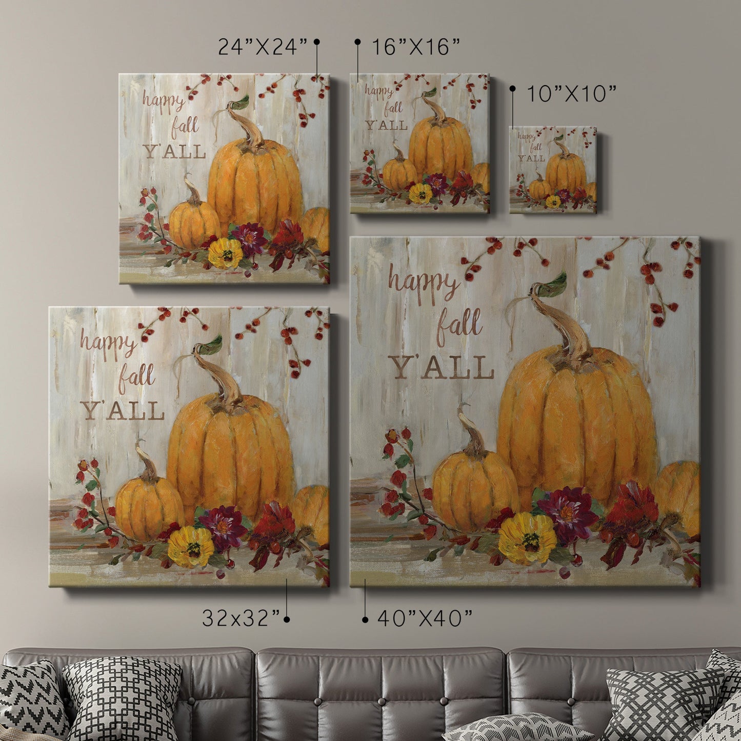 Happy Fall Pumpkins-Premium Gallery Wrapped Canvas - Ready to Hang