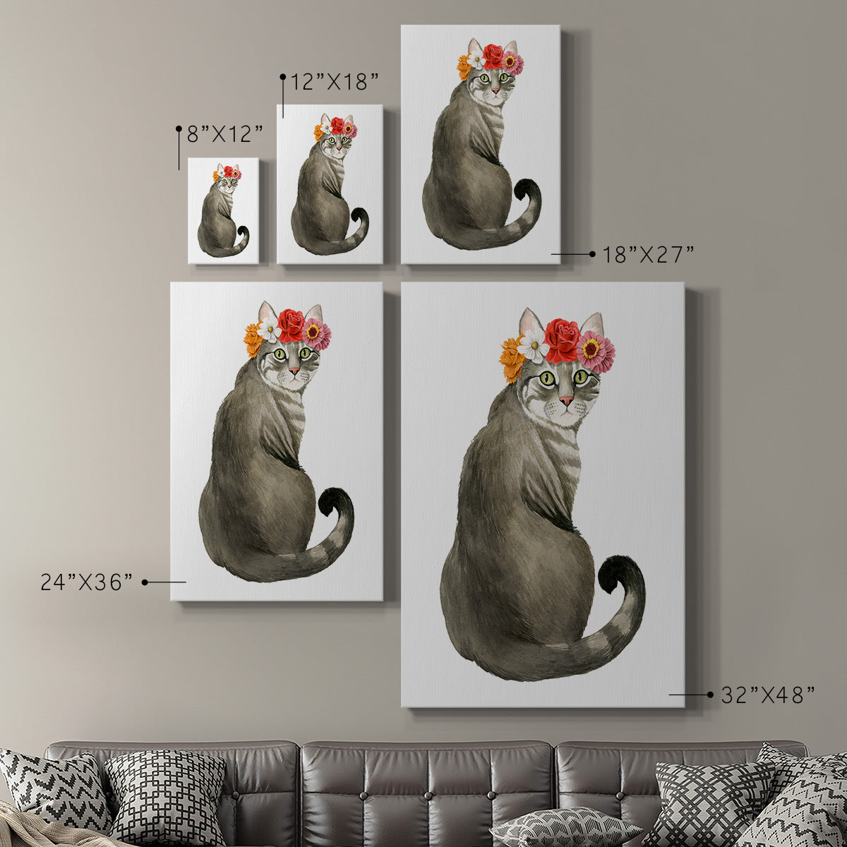 Flower Crown Cats I Premium Gallery Wrapped Canvas - Ready to Hang