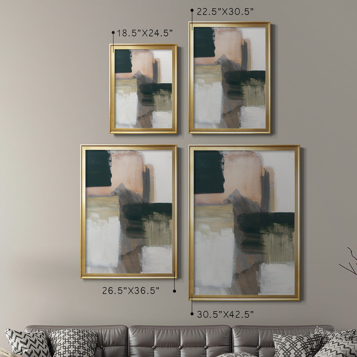 Marble Block Symmetry III - Modern Framed Canvas Print