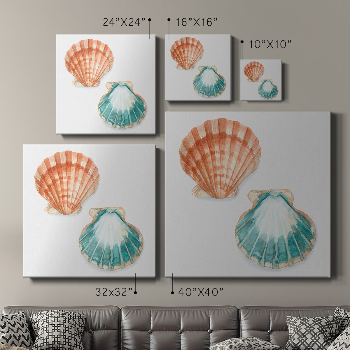 Watercolor Shells I-Premium Gallery Wrapped Canvas - Ready to Hang