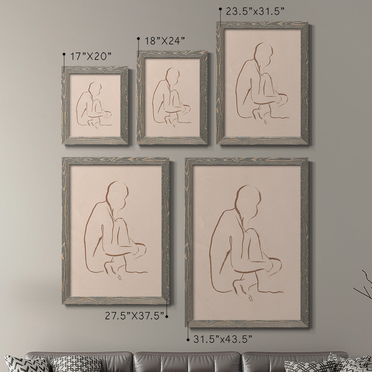 Sketched Pose I - Premium Framed Canvas 2 Piece Set - Ready to Hang