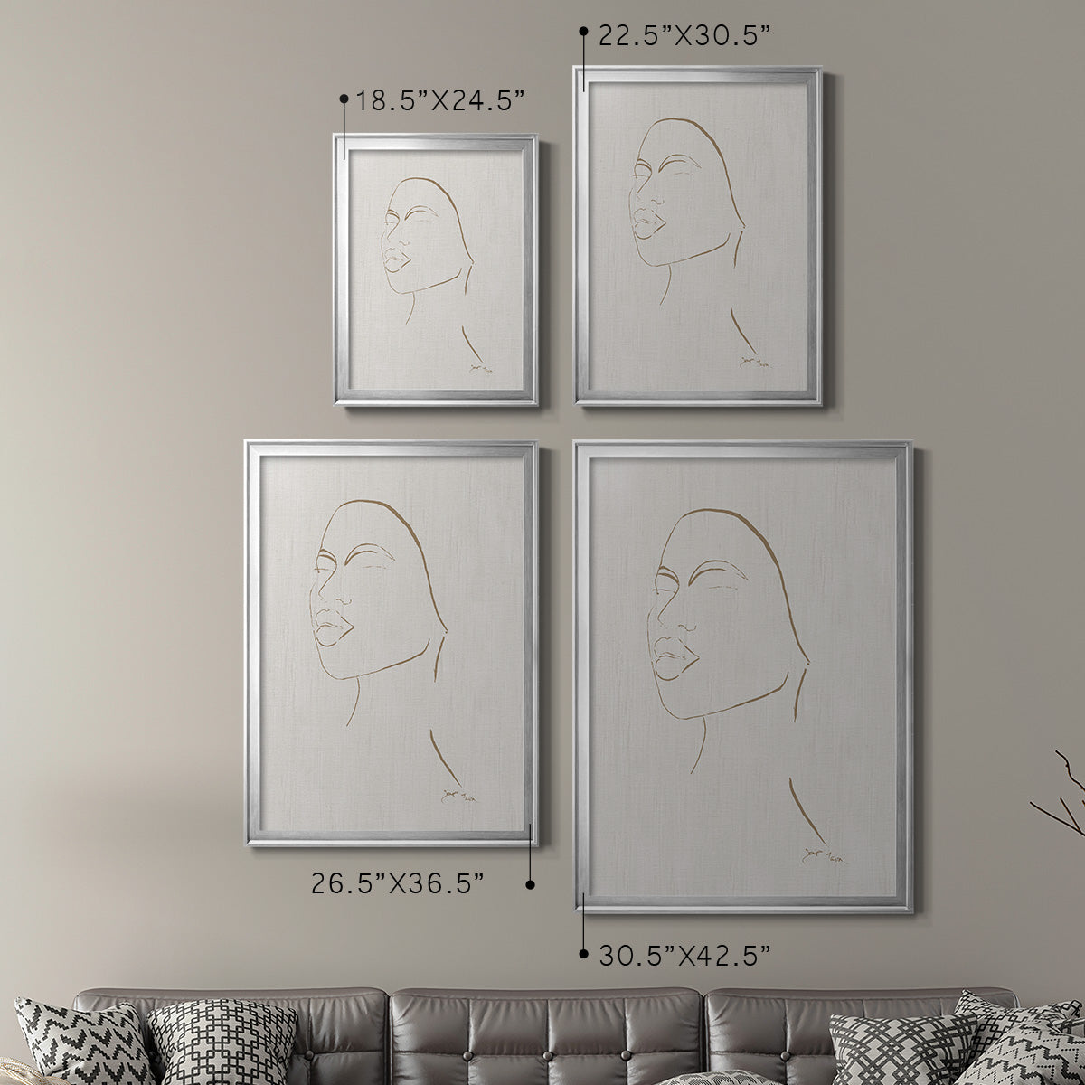 Portrait Sketch II - Modern Framed Canvas Print